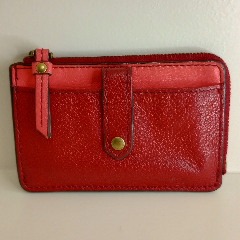 Fossil Women's Red + Coral Leather ID Wallet